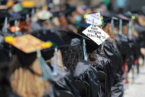 Graduates at commencement