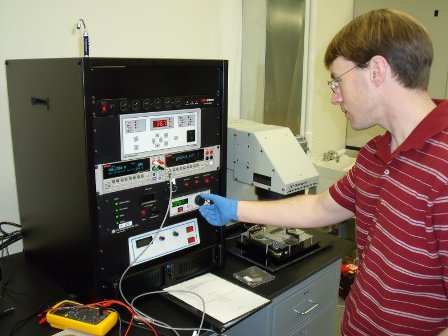 Adam Phillips using the Solar Simulator IV Characterization