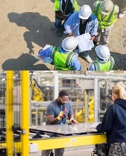 Image of construction and factory workers