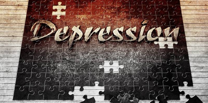 depression spelled out in puzzle pieces