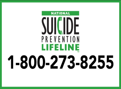suicide hotline sticker and number