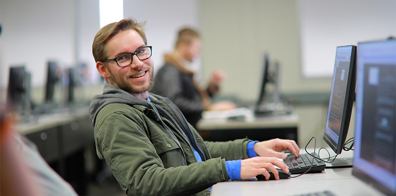 student on computer