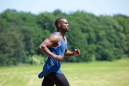 a man running outside