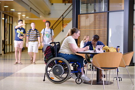 student in a wheelchair