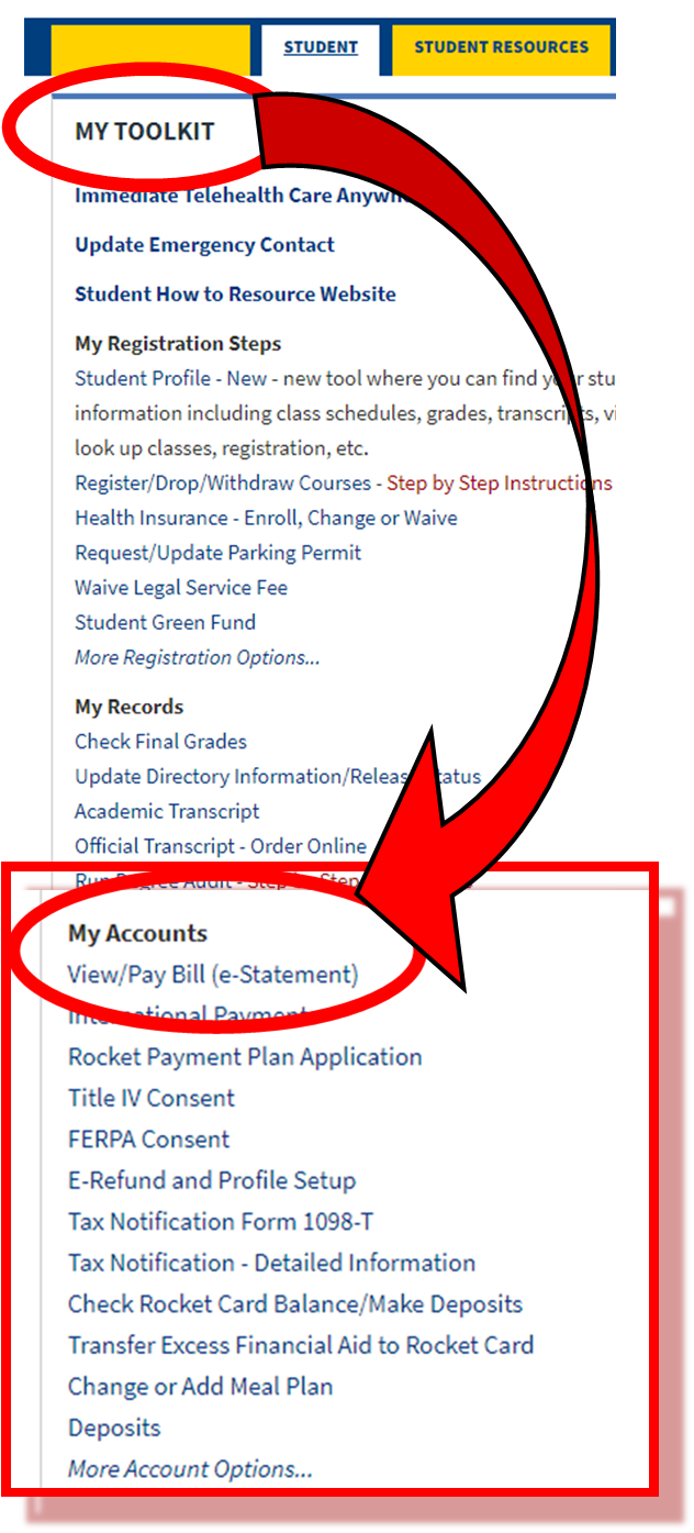 MyUT My Accounts-- View/Pay Tuition