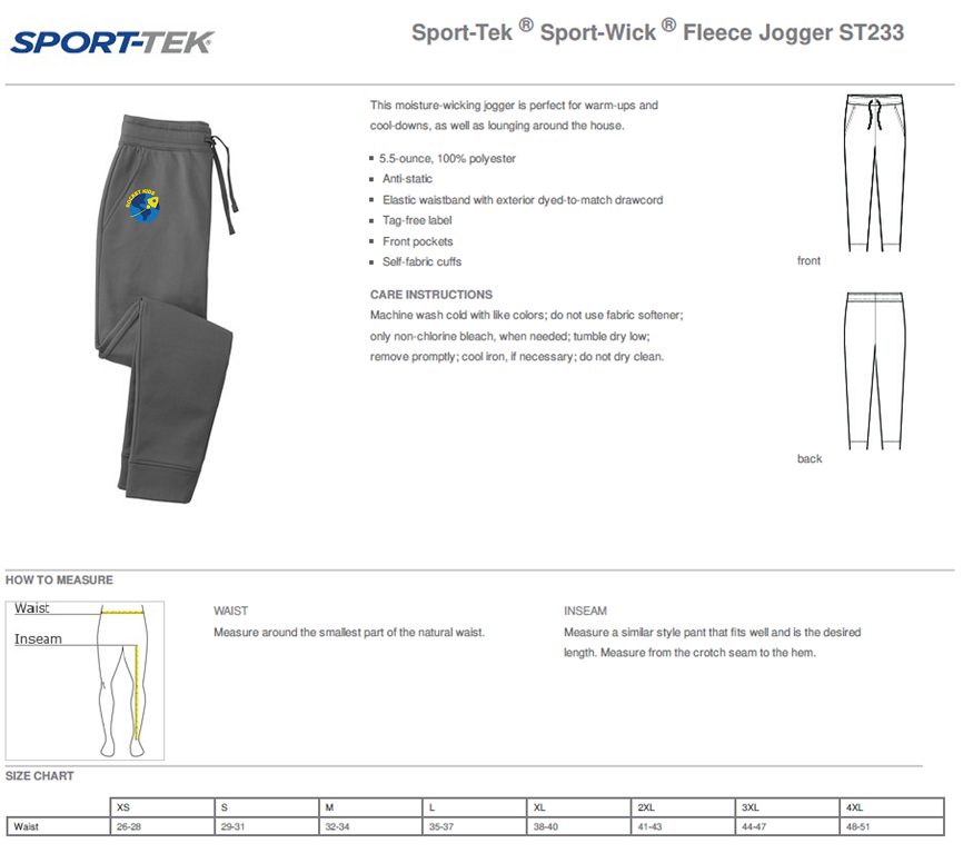 Rocket Kids Jogger sizing