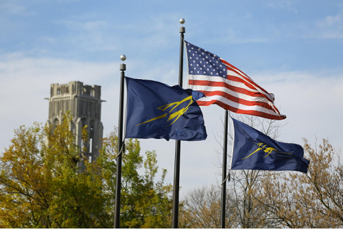 rocket flag and American flag