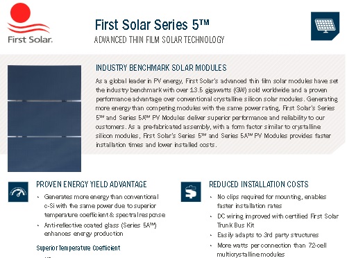 First Solar Panel series 5