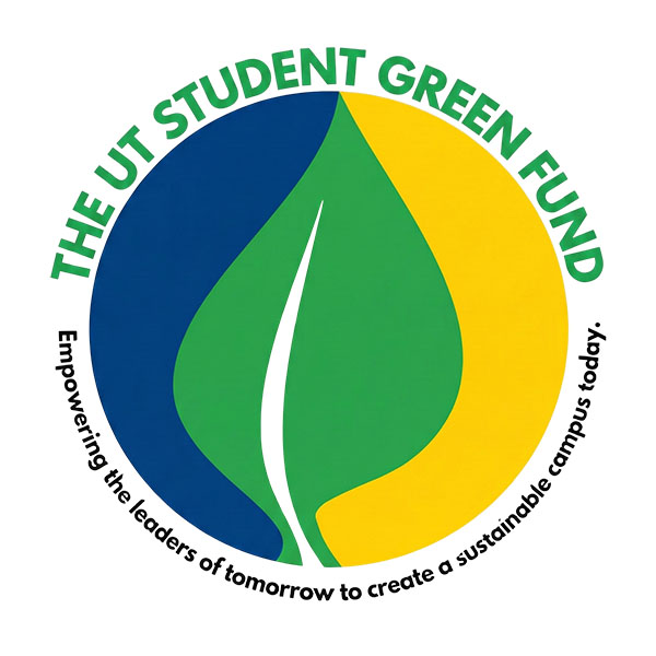 Student green fund logo, text within this image states "empowering the leaders of tomorrow to create a sustainable campus today"