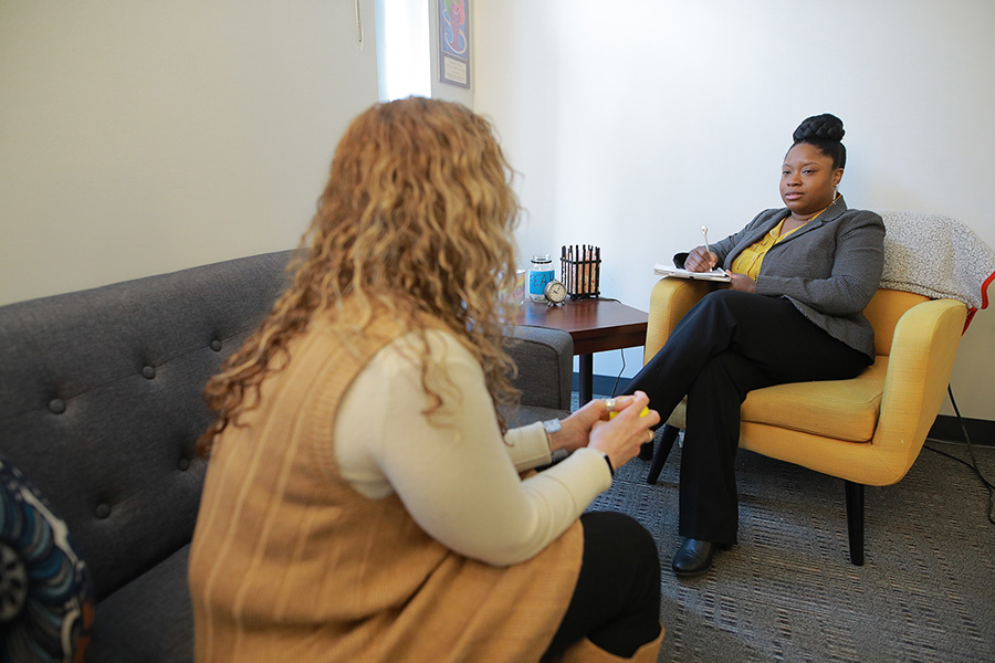 student receiving counseling
